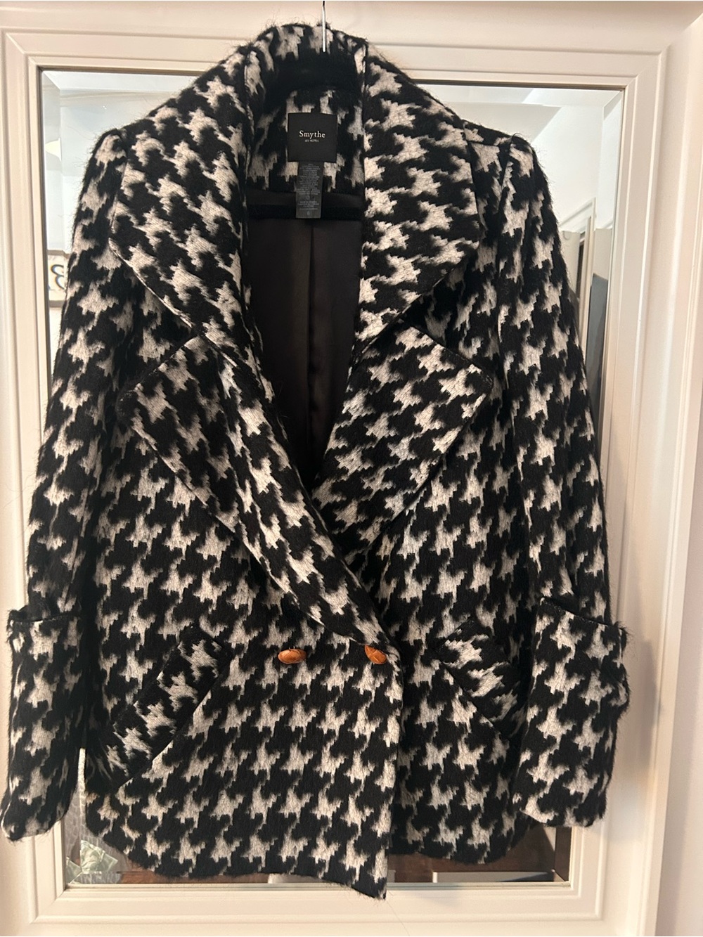Smythe Houndstooth Black and White Jacket Pea Coat